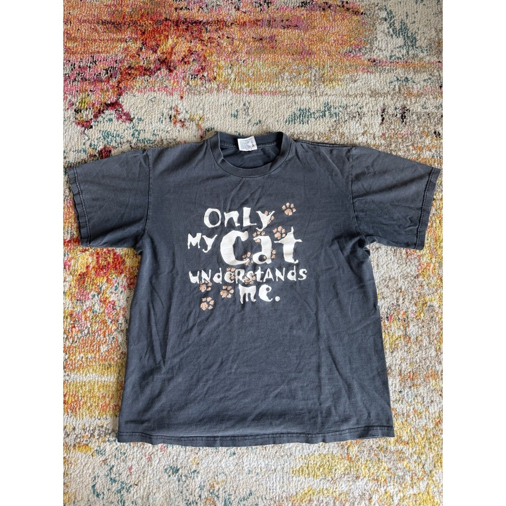 Vintage 90s Tee Jays SofTee "Only‎ My Cat Understands Me"  T-Shirt Size L